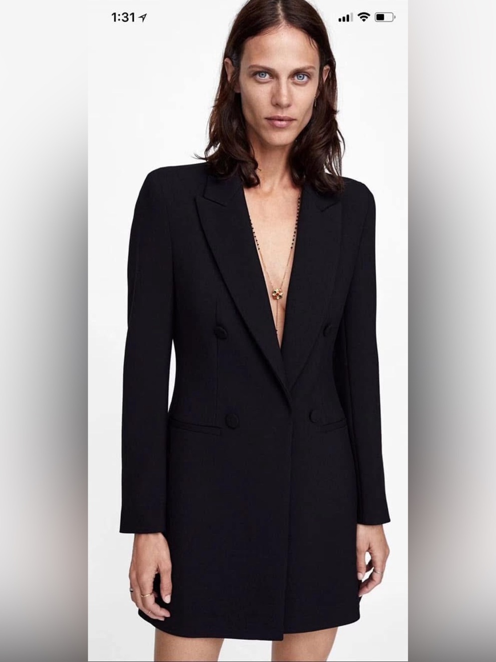 Zara Black Double-Breasted Sport Coat Blazer